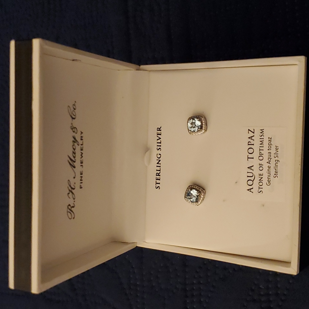 Sterling Silver Aqua Topaz Earrings